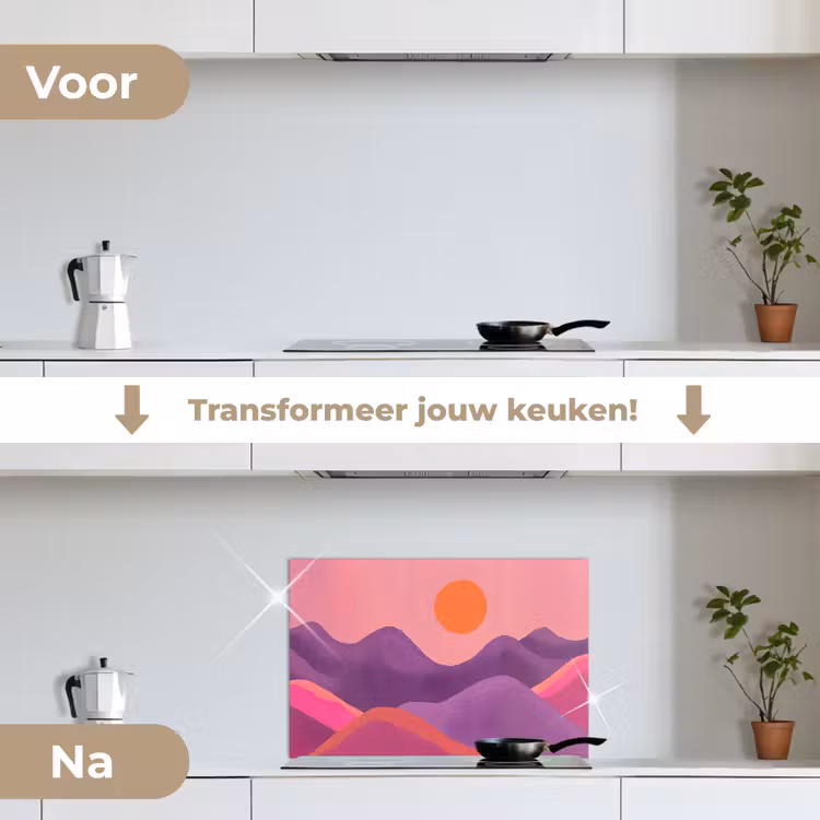 Spatscherm keuken - Zon - Heuvels - Paars - Abstract — 3