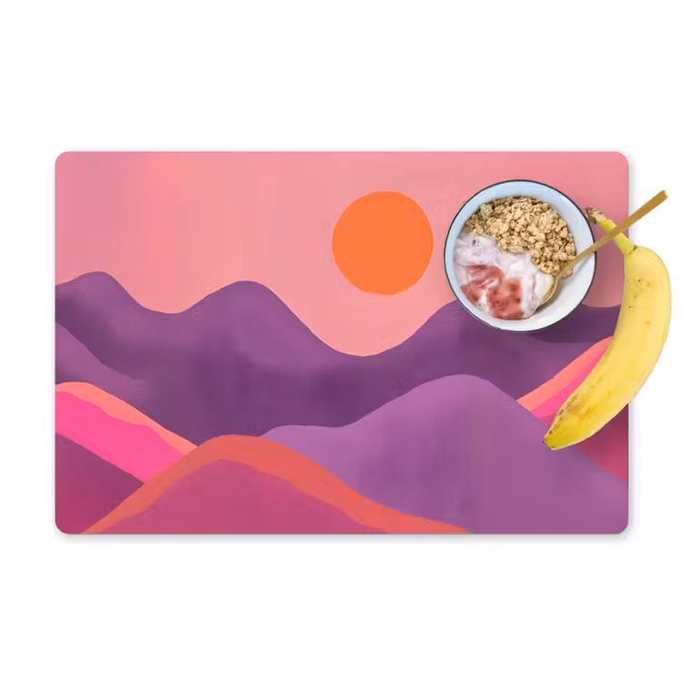 Placemat - 6 stuks - Zon - Heuvels - Paars - Abstract — 1
