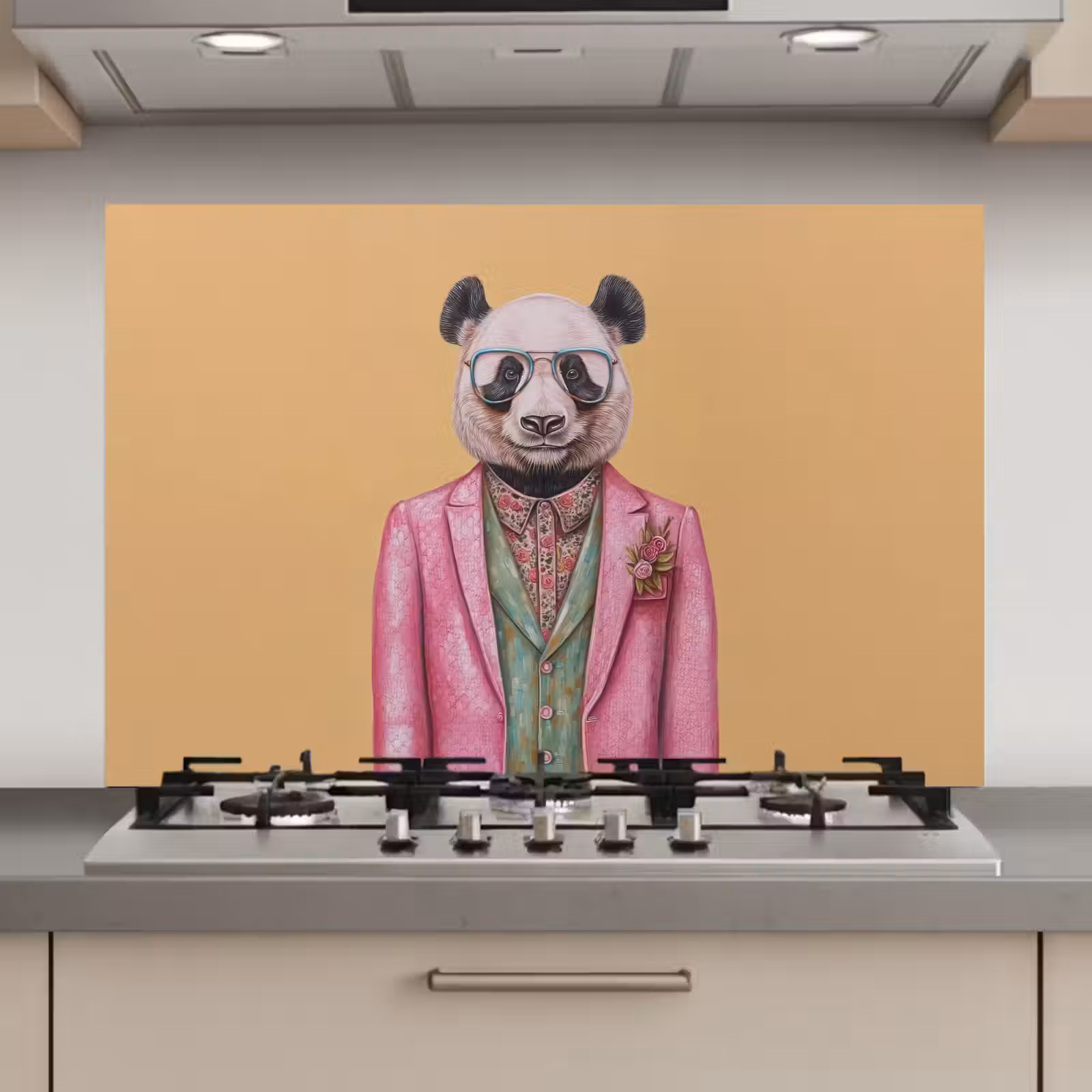 Spatscherm keuken - Panda - Pak - Zonnebril - Blauw — 1