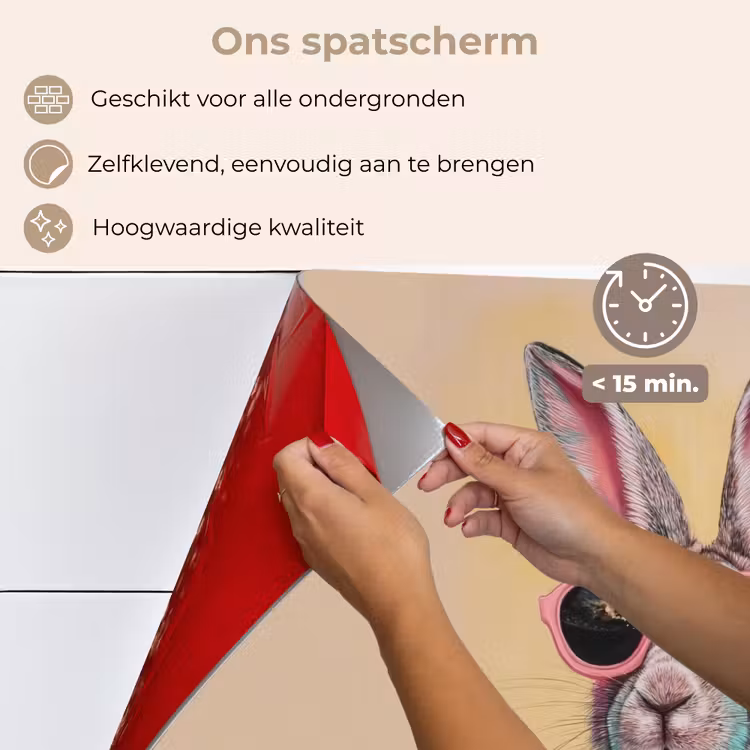 Spatscherm keuken - Grijs - Konijn - Blouse - Strik — 4