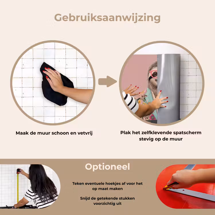 Spatscherm keuken - Luiaard - Bloemenprint - Bril - Roze — 8