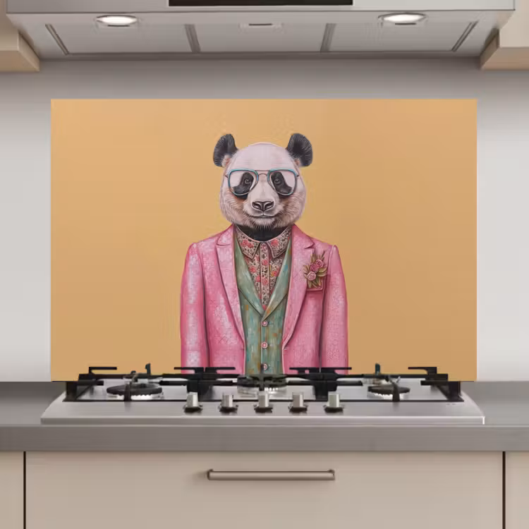 Spatscherm keuken - Panda - Pak - Zonnebril - Blauw — 1