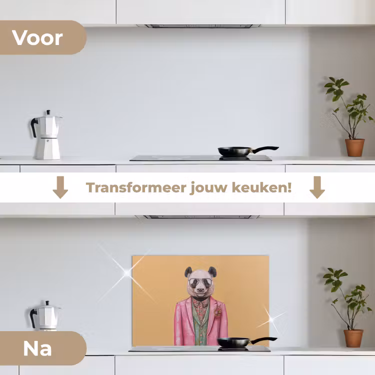 Spatscherm keuken - Panda - Pak - Zonnebril - Blauw — 3