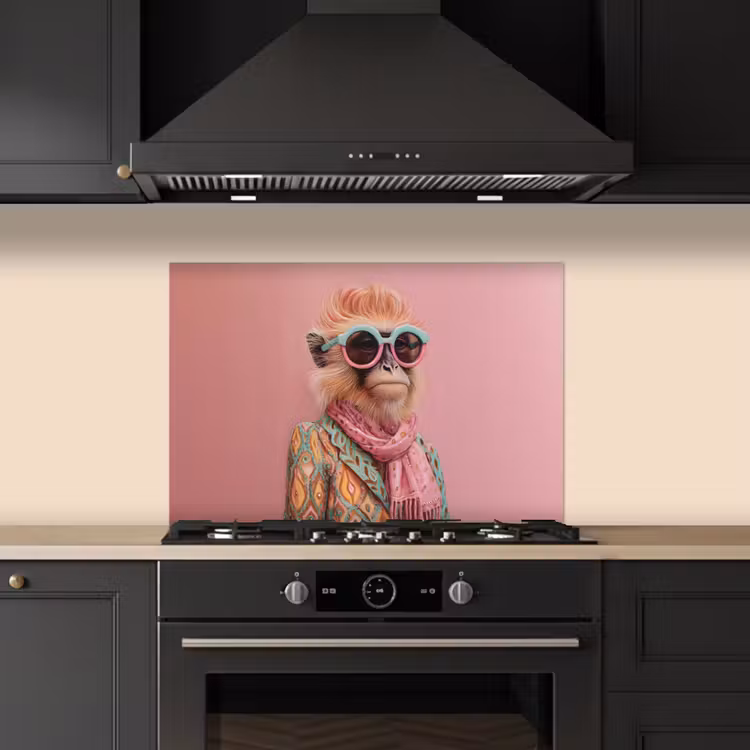 Spatscherm keuken - Sjaal - Aap - Zonnebril - Jasje — 2