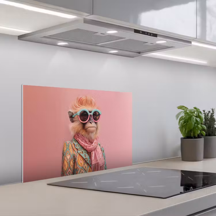 Spatscherm keuken - Sjaal - Aap - Zonnebril - Jasje — 5