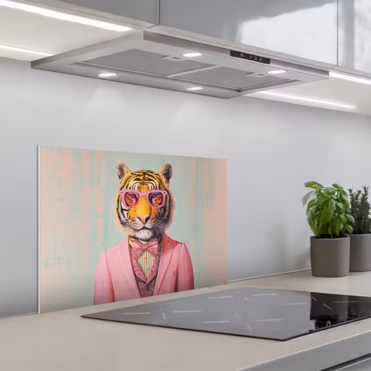 Spatscherm keuken - Tijger - Strik - Jasje - Roze — 5