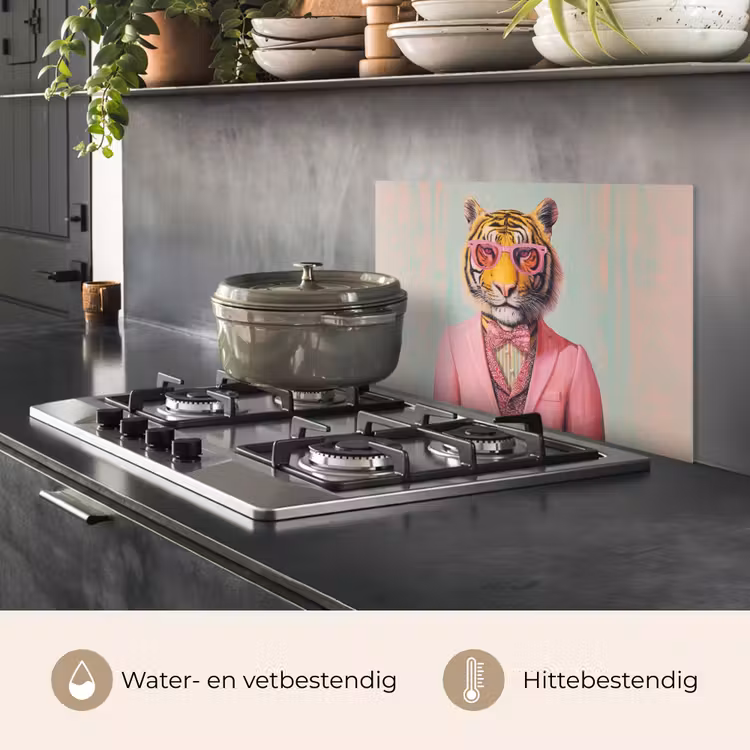 Spatscherm keuken - Tijger - Strik - Jasje - Roze — 7