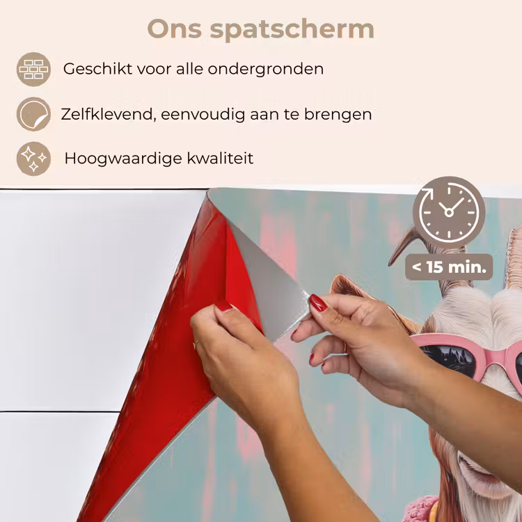 Spatscherm keuken - Zonnebril - Roze - Geit - Horen — 4