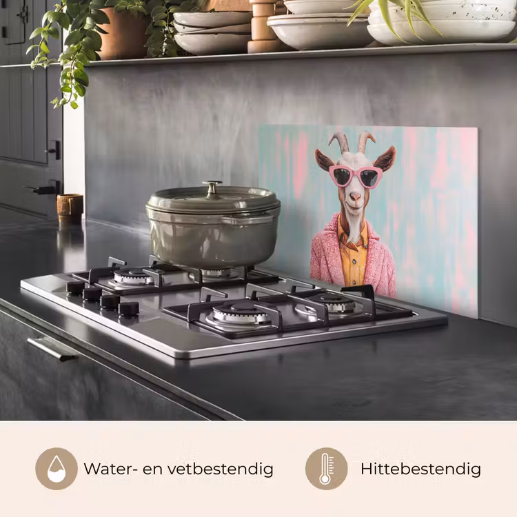 Spatscherm keuken - Zonnebril - Roze - Geit - Horen — 7
