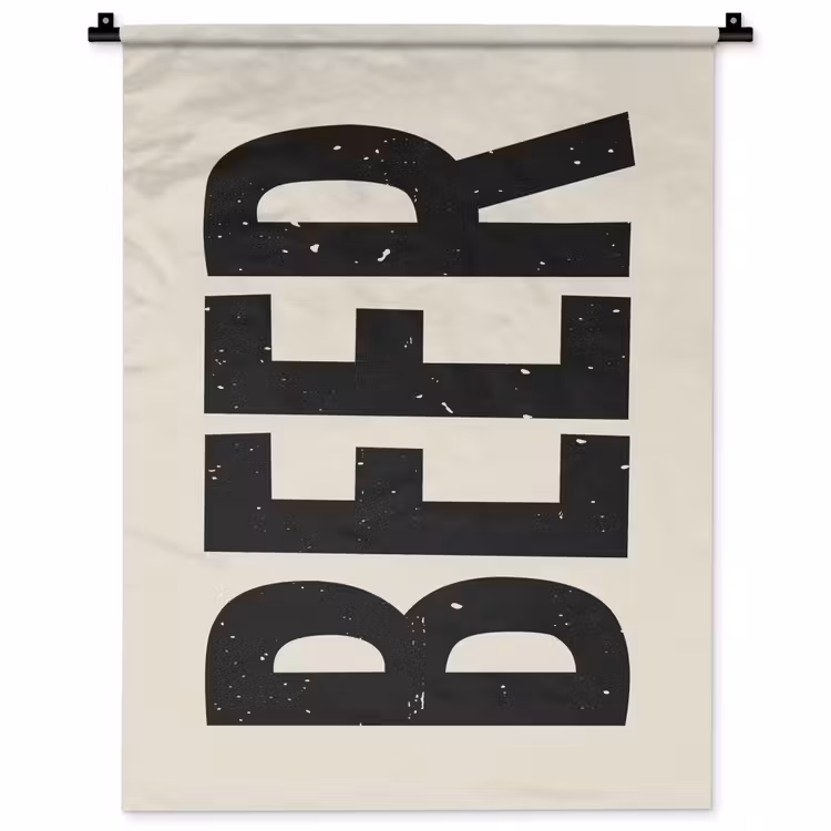 Wandkleed - Beer - Vintage - Zwart - Beige — 1