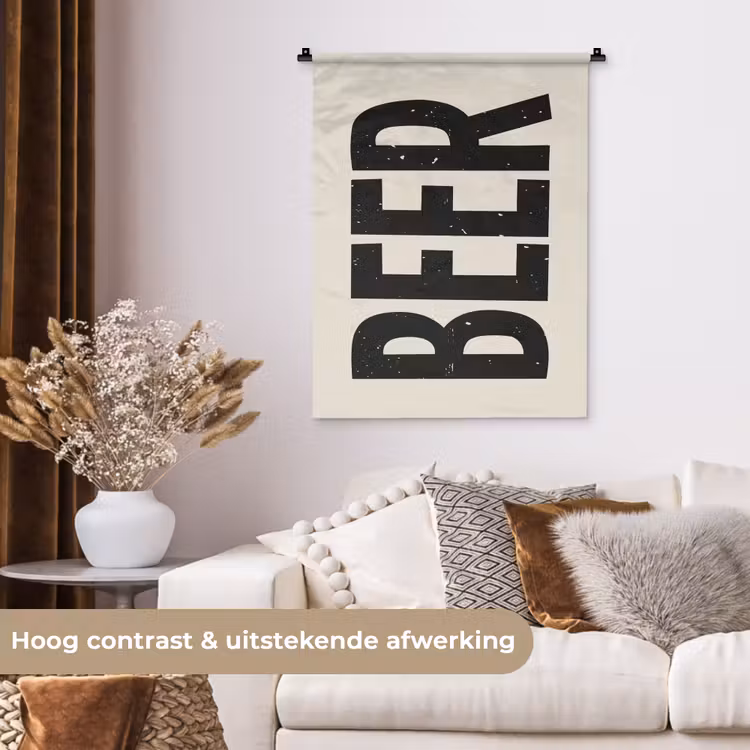 Wandkleed - Beer - Vintage - Zwart - Beige — 5