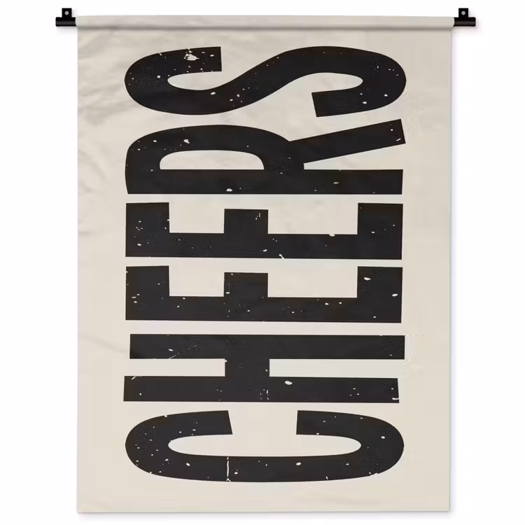 Wandkleed - Cheers - Japandi - Zwart - Letters — 1