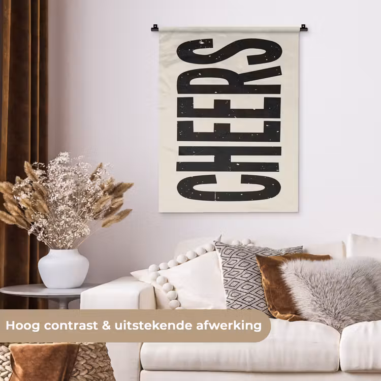 Wandkleed - Cheers - Japandi - Zwart - Letters — 5