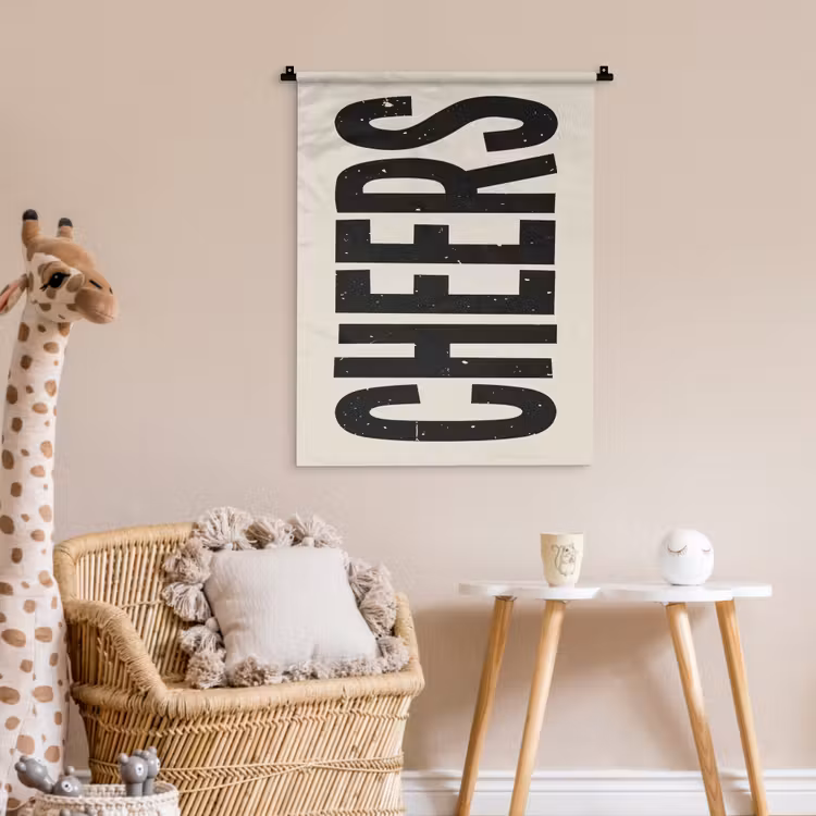 Wandkleed - Cheers - Japandi - Zwart - Letters — 6