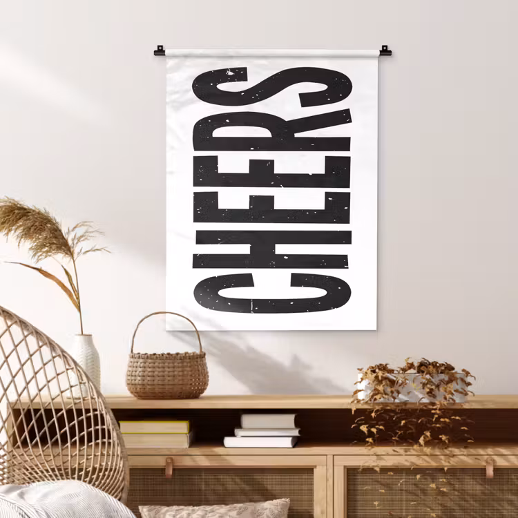 Wandkleed - Retro - Cheers - Zwart - Decoratie — 4