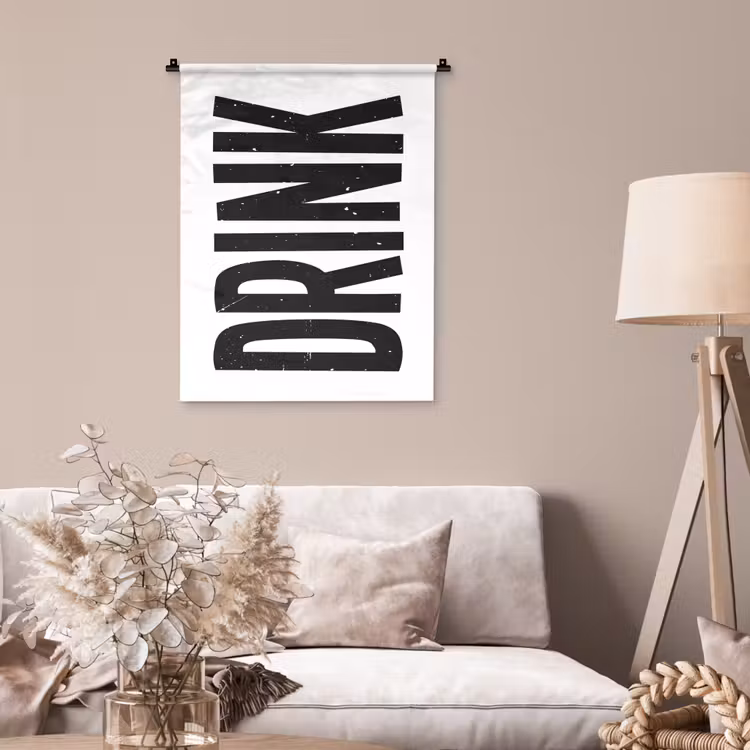 Wandkleed - Drink - Zwart - Wit - Decoratie — 2