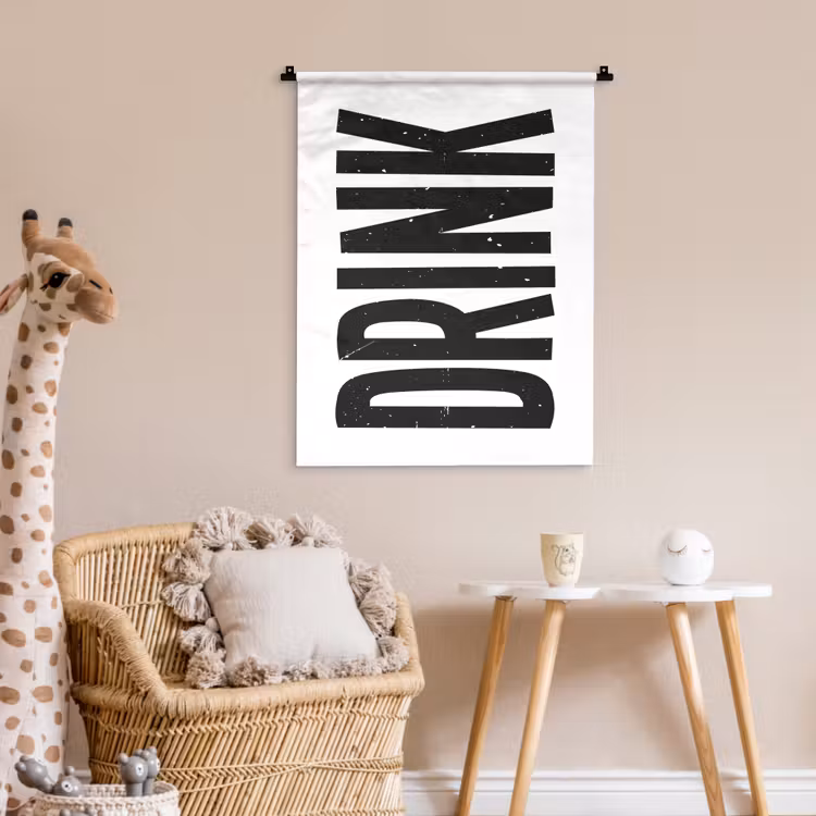 Wandkleed - Drink - Zwart - Wit - Decoratie — 6