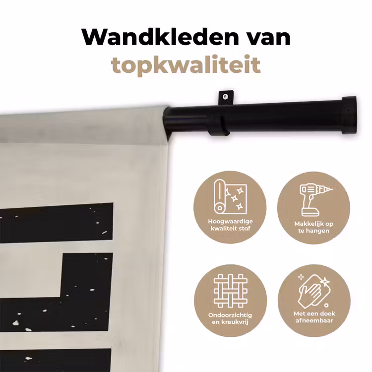 Wandkleed - Vintage - Chef - Japandi - Zwart — 3