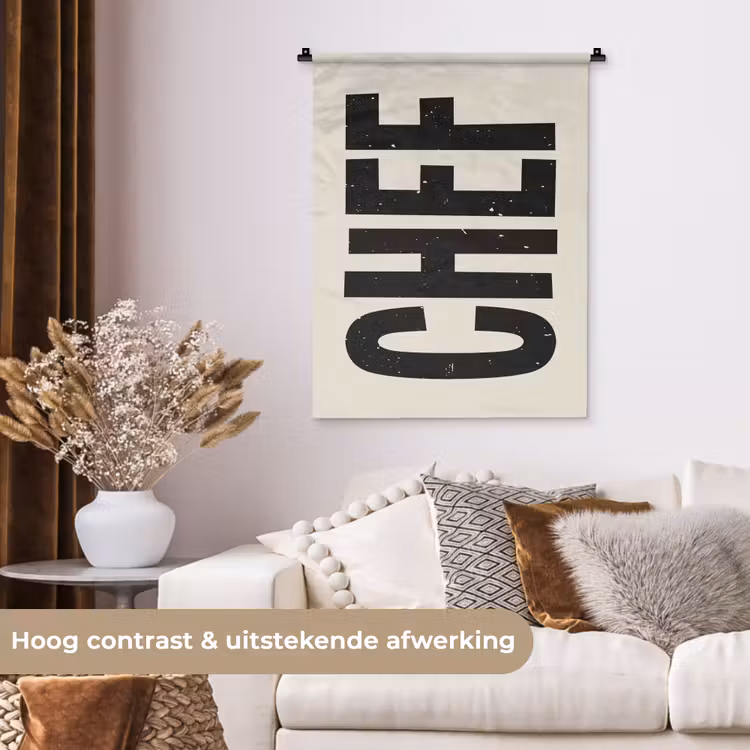 Wandkleed - Vintage - Chef - Japandi - Zwart — 5