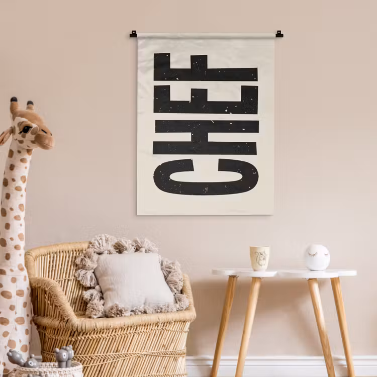 Wandkleed - Vintage - Chef - Japandi - Zwart — 6