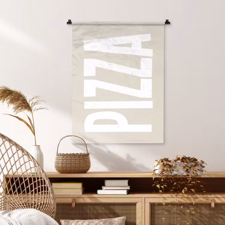 Wandkleed - Pizza - Decoratie - Japandi - Wit — 4