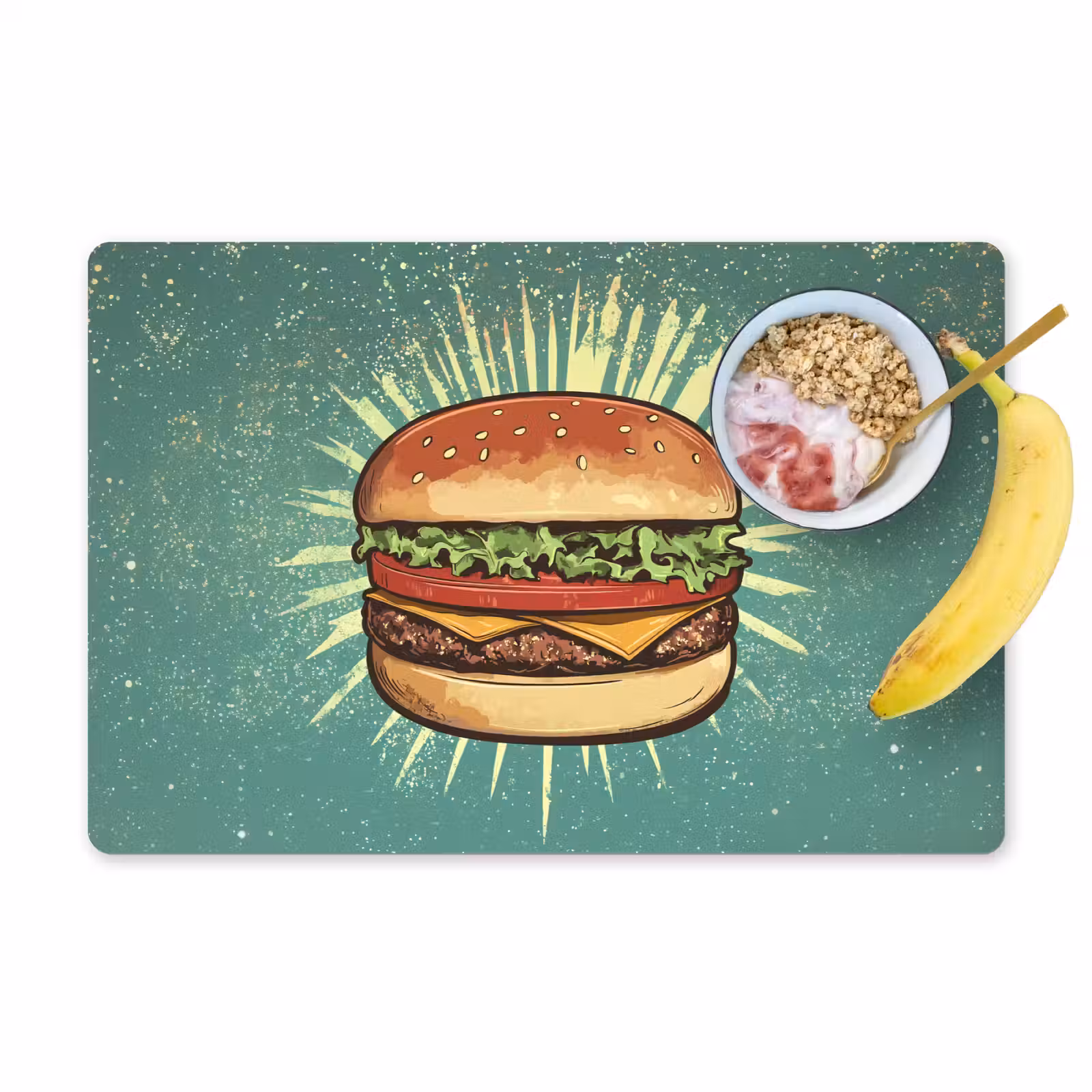 Placemat - 6 stuks - Hamburger - Illustratie - Sla - Kaas — 1