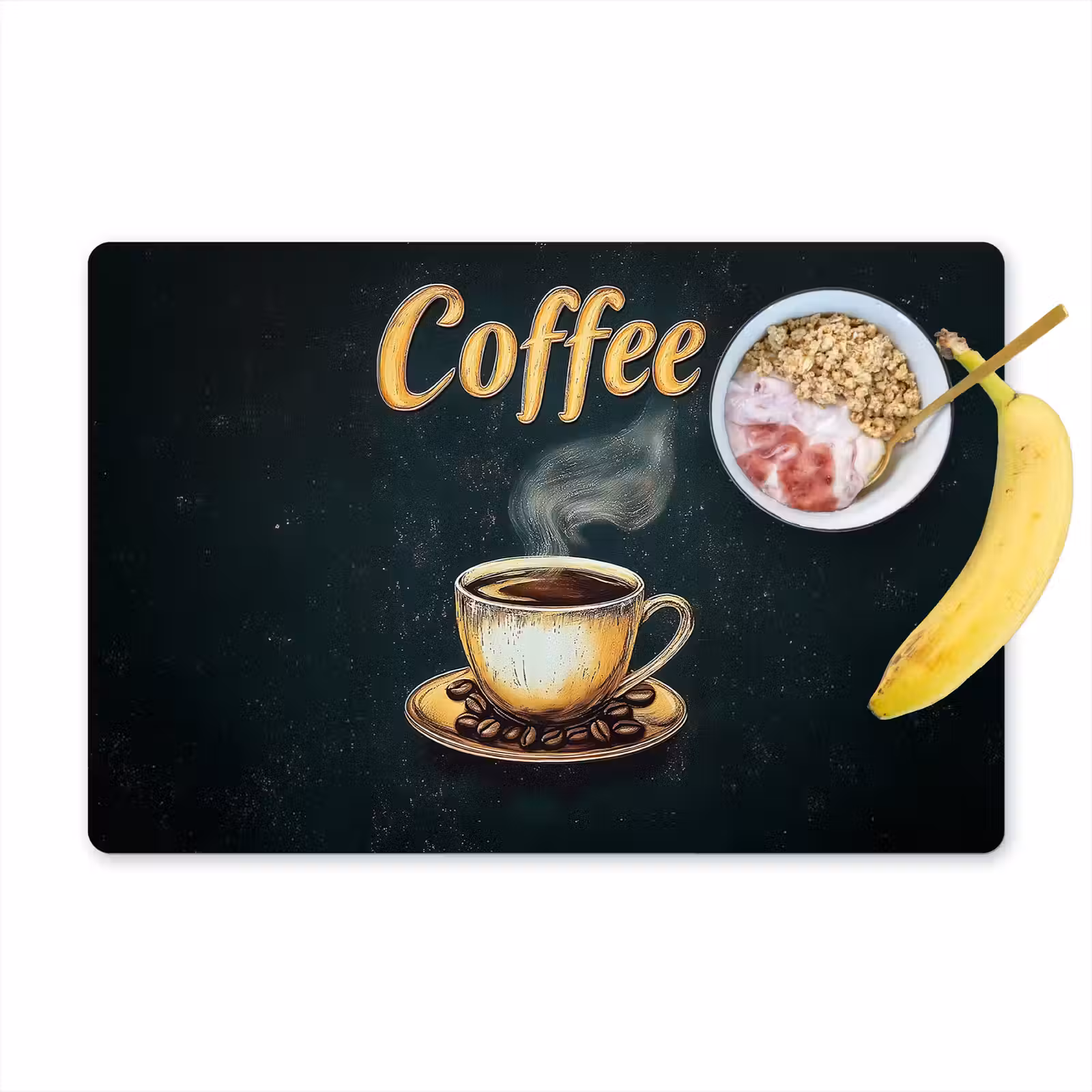 Placemat - 6 stuks - Koffie - Schotel - Koffiebonen - Retro — 1