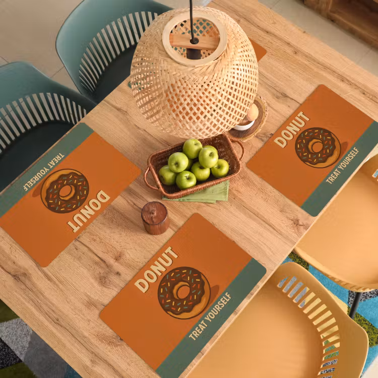 Placemat - 6 stuks - Donut - Spikkels - Kleurrijk - Quote — 6