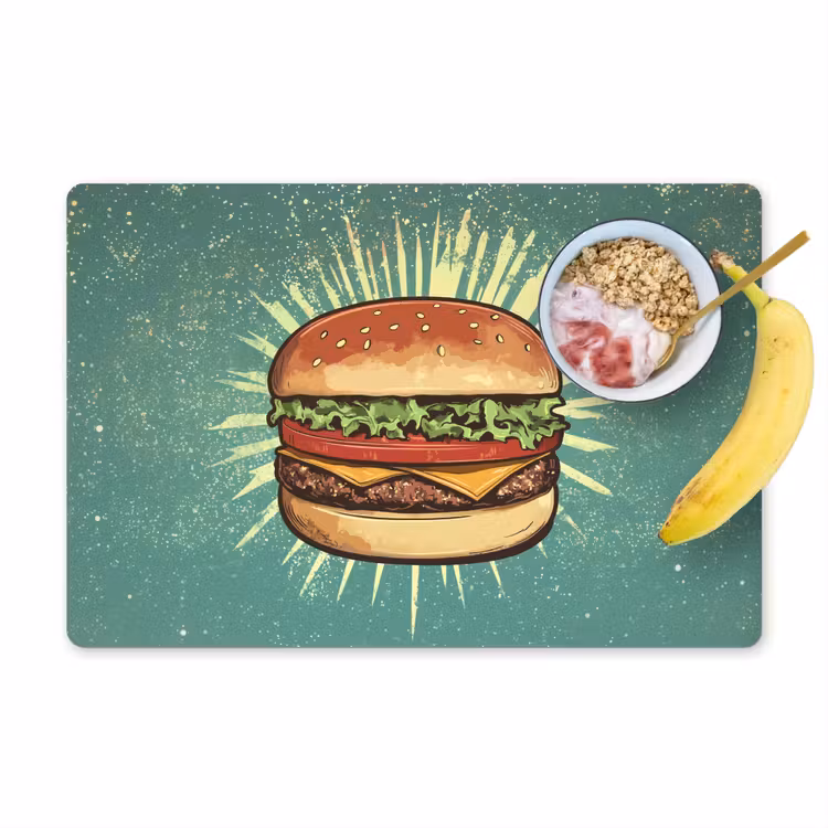 Placemat - 6 stuks - Hamburger - Illustratie - Sla - Kaas — 1