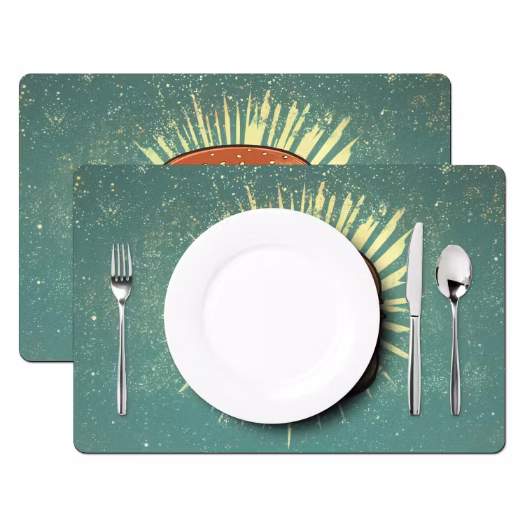 Placemat - 6 stuks - Hamburger - Illustratie - Sla - Kaas — 2