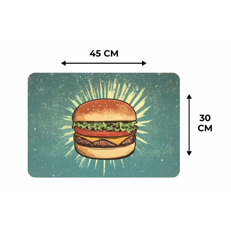 Placemat - 6 stuks - Hamburger - Illustratie - Sla - Kaas — 3