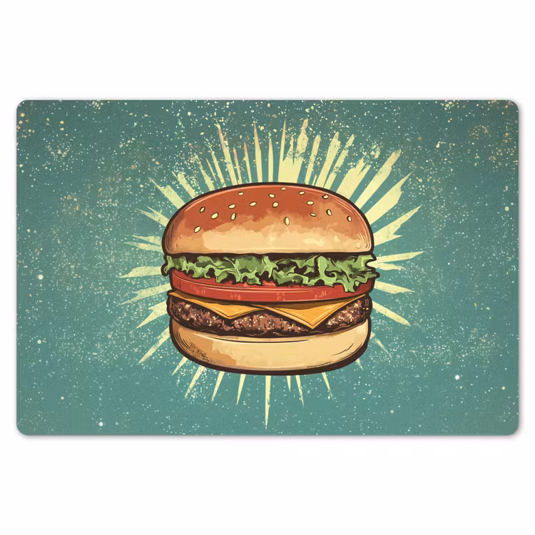 Placemat - 6 stuks - Hamburger - Illustratie - Sla - Kaas — 7