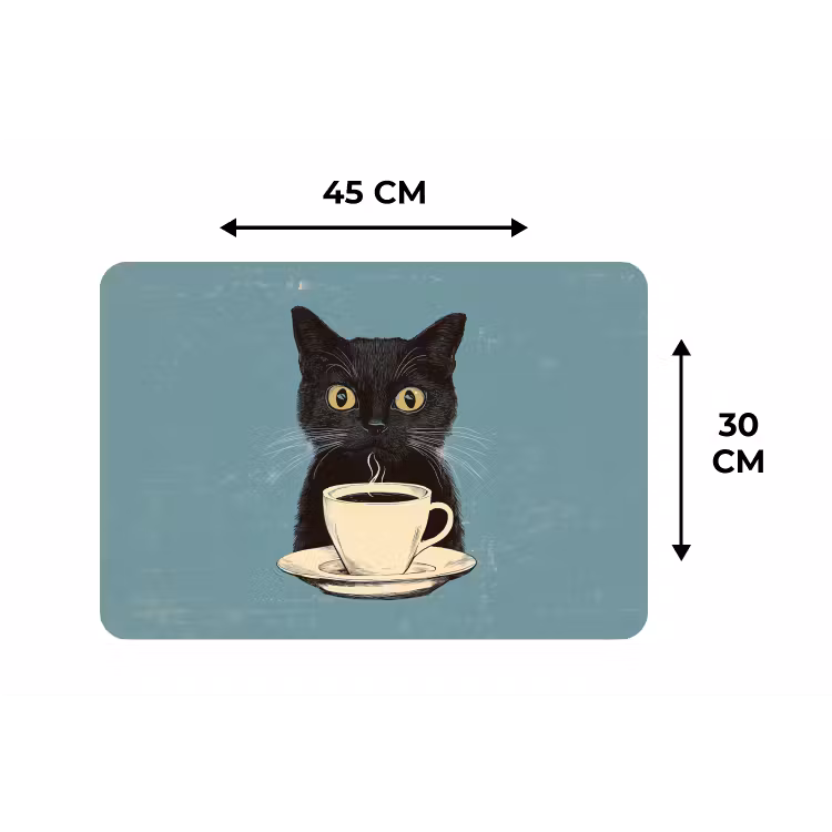 Placemat - 6 stuks - Kat - Zwart - Koffie - Minimalistisch — 3