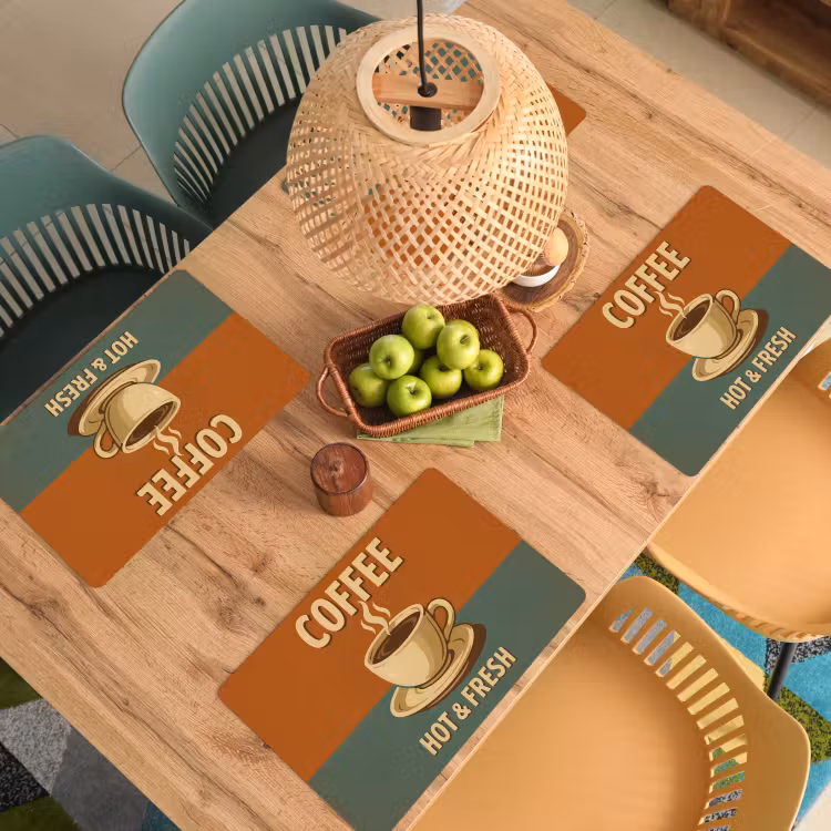 Placemat - 6 stuks - Koffie - Kop - Vintage - Quote — 6