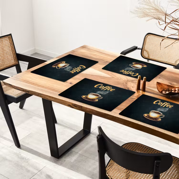 Placemat - 6 stuks - Koffie - Schotel - Koffiebonen - Retro — 5