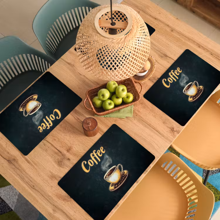 Placemat - 6 stuks - Koffie - Schotel - Koffiebonen - Retro — 6