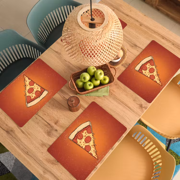 Placemat - 6 stuks - Pizza - Kaas - Rood - Pepperoni — 6