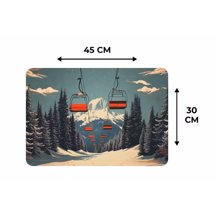 Placemat - 6 stuks - Sneeuw - Skilift - Rood - Bomen — 3