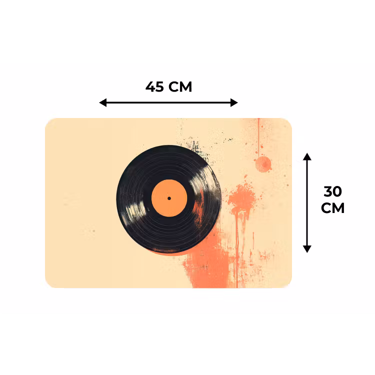 Placemat - 6 stuks - Vinylplaat - Zwart - Verfspatten - Retro — 3