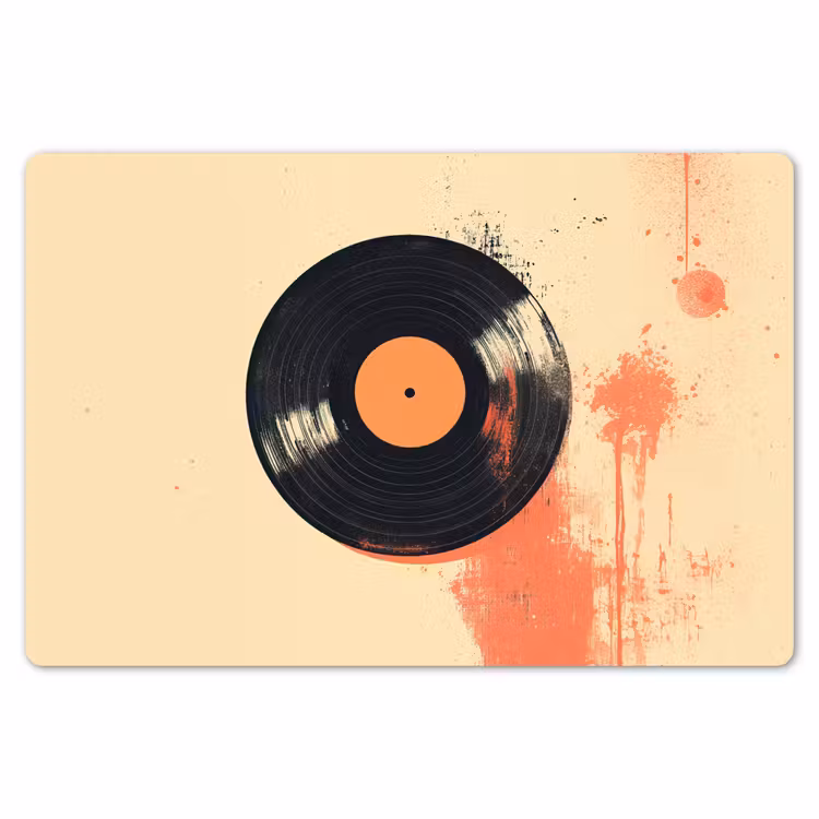 Placemat - 6 stuks - Vinylplaat - Zwart - Verfspatten - Retro — 7