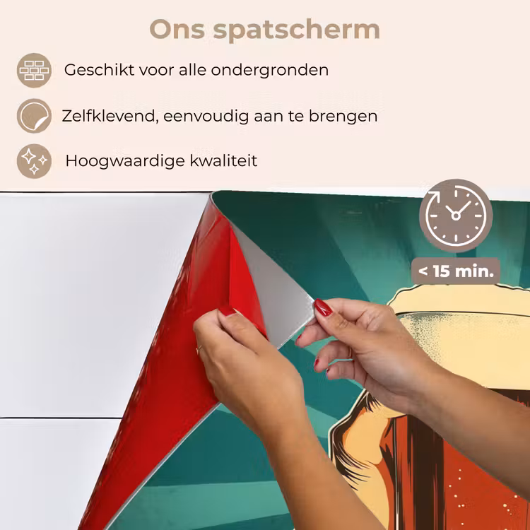 Spatscherm keuken - Bierglas - Schuim - Retro - Groen — 4