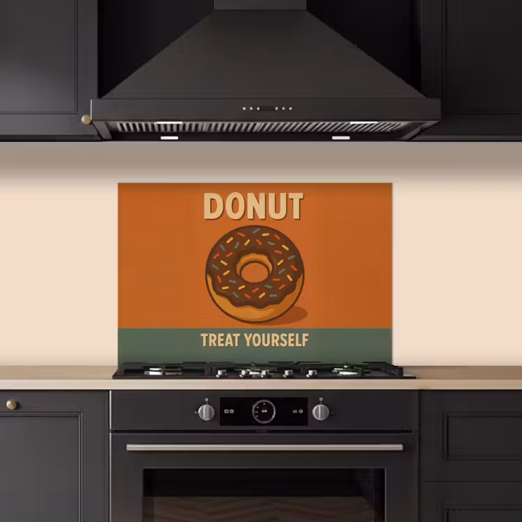 Spatscherm keuken - Donut - Spikkels - Kleurrijk - Quote — 2