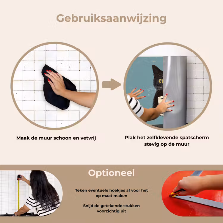 Spatscherm keuken - Kat - Zwart - Koffie - Minimalistisch — 8