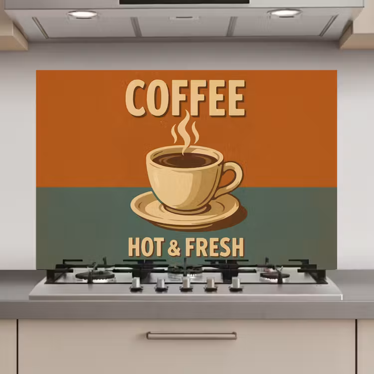 Spatscherm keuken - Koffie - Kop - Vintage - Quote — 1