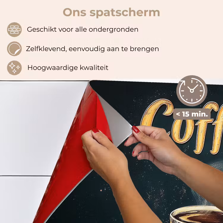 Spatscherm keuken - Koffie - Schotel - Koffiebonen - Retro — 4