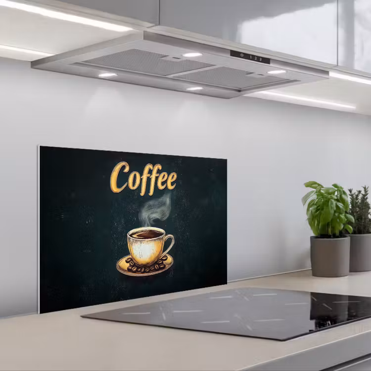 Spatscherm keuken - Koffie - Schotel - Koffiebonen - Retro — 5