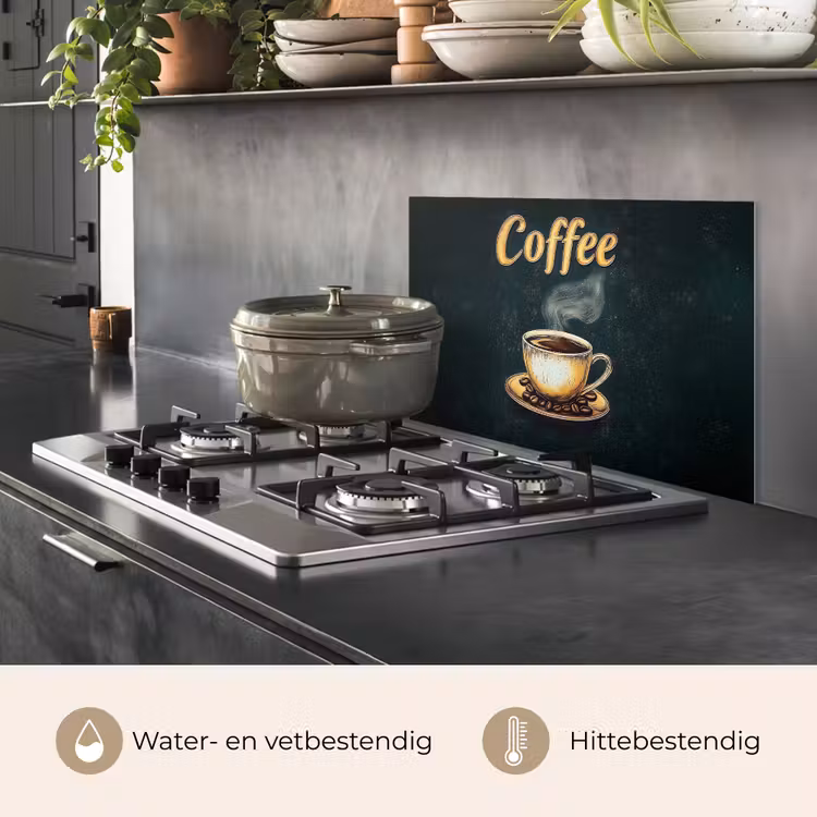 Spatscherm keuken - Koffie - Schotel - Koffiebonen - Retro — 7
