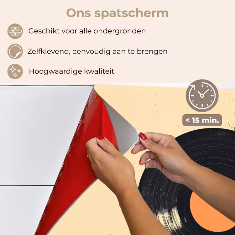 Spatscherm keuken - Vinylplaat - Zwart - Verfspatten - Retro — 4
