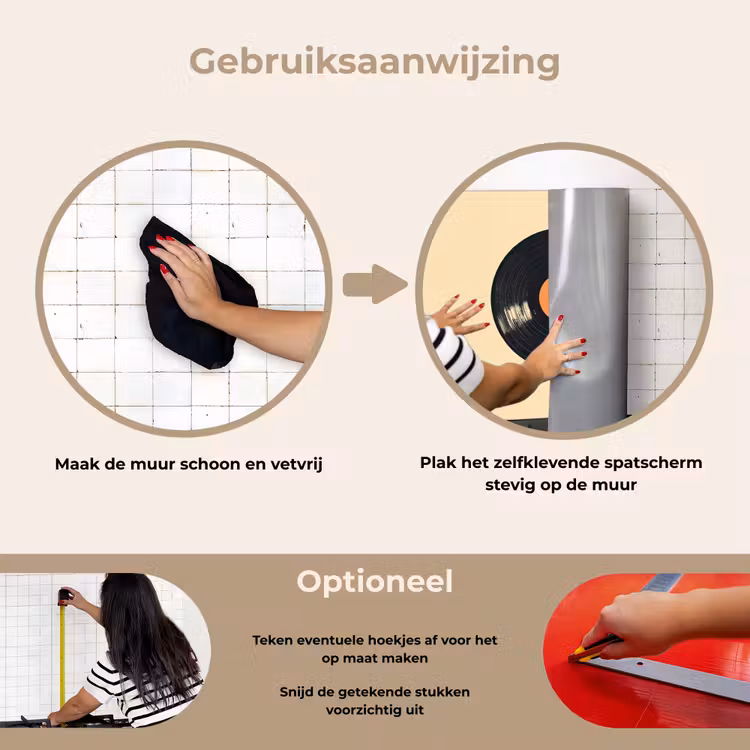 Spatscherm keuken - Vinylplaat - Zwart - Verfspatten - Retro — 8