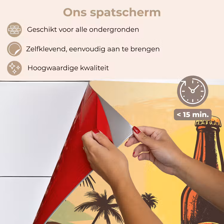 Spatscherm keuken - Bierfles - Zonsondergang - Palmbomen - Zee — 4